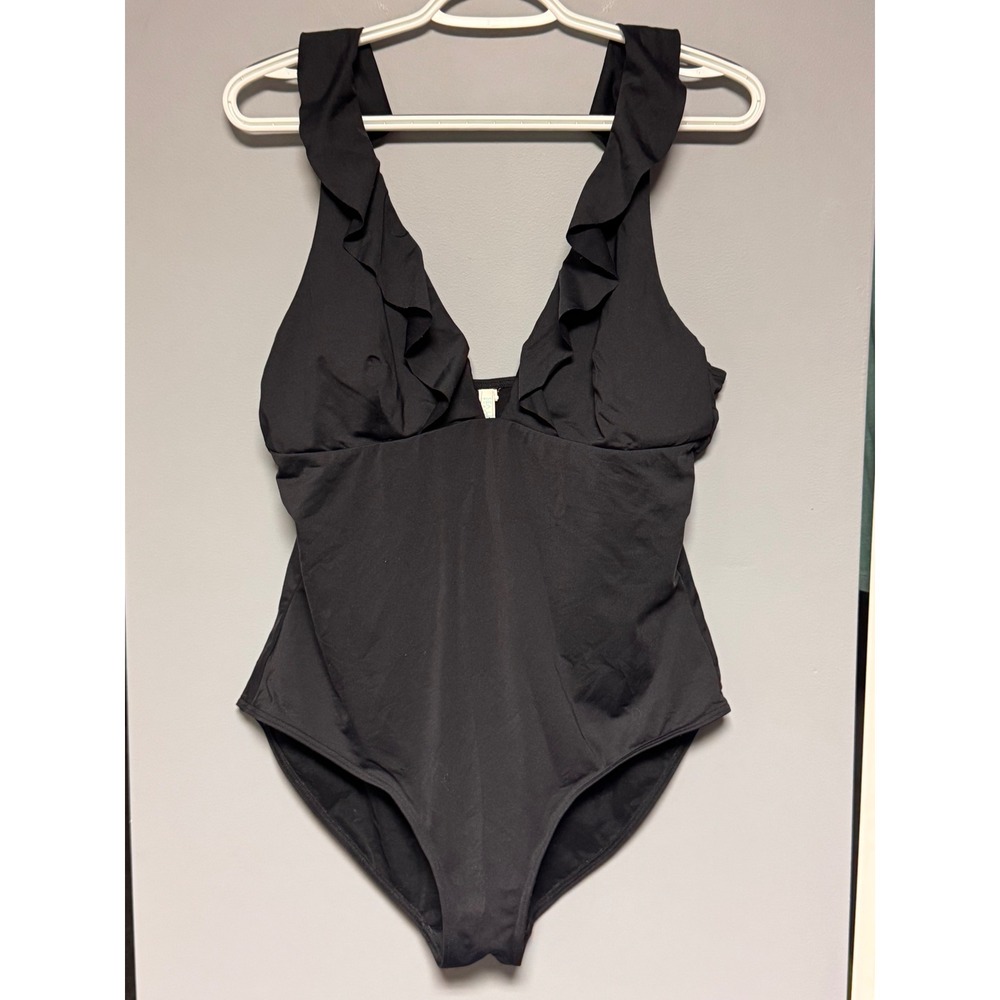 Sea Level Australia Essentials Frill V-Neck One Piece Swimsuit Black US 12 UK 16